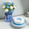 FlowerAura Premium Combo of Fresh Live 12 Mix Carnations Flower Bouquet In Box With Delicious 500g Chocolate Cake For Father's Day Surprise For Dad | Father | Papa | Father-In-Law(Same Day Delivery) view 1