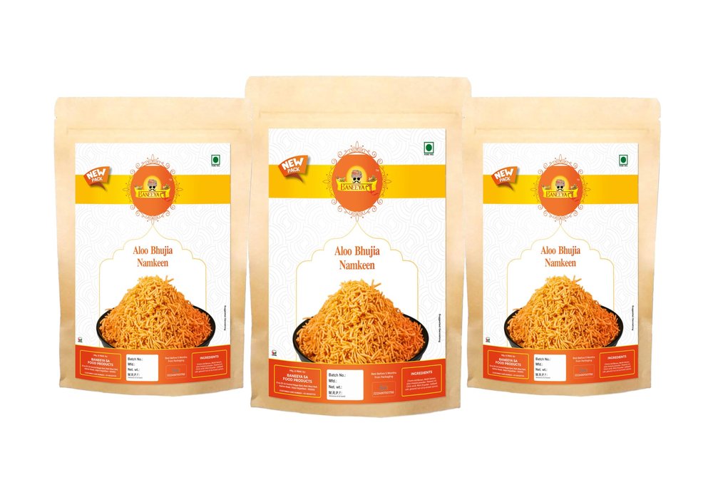 Baneeya Sa Muhiyabad aaloo bhujia namkeen - Aloo Bhujiya Bhujia | Batata Alu Bhujia Bhujiya Namkeen Snack | Ready to eat alu bhujia Namkeen Anytime Savoury Snack-1Kg*3Pack
