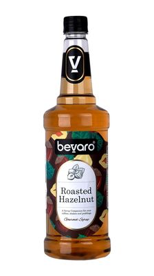 Bevaro Roasted Hazelnut Syrup - 1000 ml | Premium Flavoured Syrup for Coffee, Shakes, Hot & Cold Brews, Mocktails, Desserts & Beverages | Rich Nutty Aroma for Baristas & Home Use