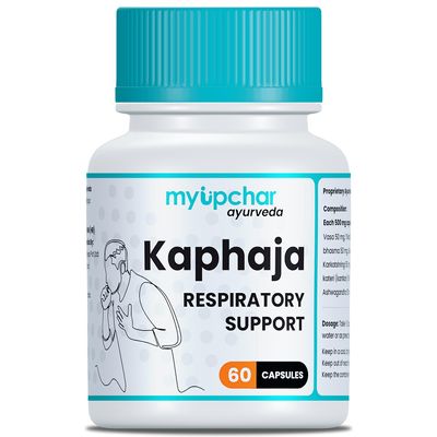 myUpchar Ayurvedic Kaphaja Respiratory Support & Lung Detox 60 Capsules with Power of Tirkatu, Vasa & Mulheti (Pack of 1)
