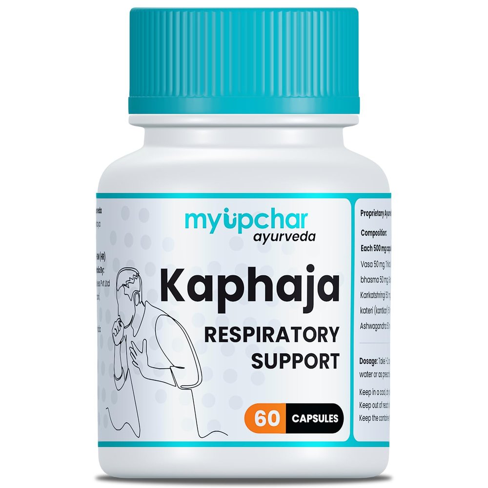 myUpchar Ayurvedic Kaphaja Respiratory Support & Lung Detox 60 Capsules with Power of Tirkatu, Vasa & Mulheti (Pack of 1)