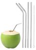 FASTMART Reusable BPA-Free Metal, Thick, Long, Dishwasher Safe Stainless Steel Drinking Straws, 8.5 Inches (2 Bent + 2 Straight +1 Brush) view 1