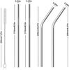 FASTMART Reusable BPA-Free Metal, Thick, Long, Dishwasher Safe Stainless Steel Drinking Straws, 8.5 Inches (2 Bent + 2 Straight +1 Brush) view 4