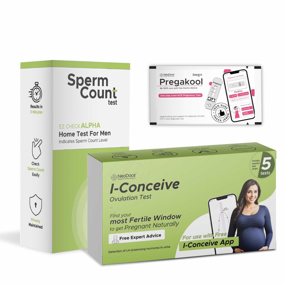 Ovulation and Sperm Count test for Couples planning pregancy | (5 Ovulation + 1 Sperm Count + 1 FREE Pregnancy test) | Results in 5 mins | Easy and Convenient | Free Doctor Advice