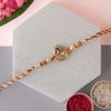 eCraftIndia Golden Peacock Feather Designer Rakhi for Brother with Chocolate, Zuzy Almond Chocolate Box, Rakhi with Chocolate Gift - Roli Chawal Pack, Raksha Bandhan Greeting Card view 3