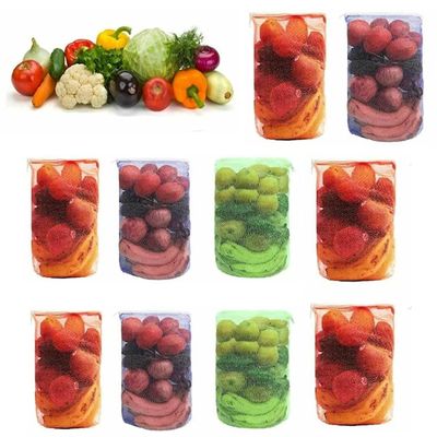 Shibui Vegetable bags for Fridge Storage Net Bag Vegetable and Fruit Reusable Produce Mesh Bags Grocery Shopping & Washable Reusable ziplock Multicolor. (Pack of 10)