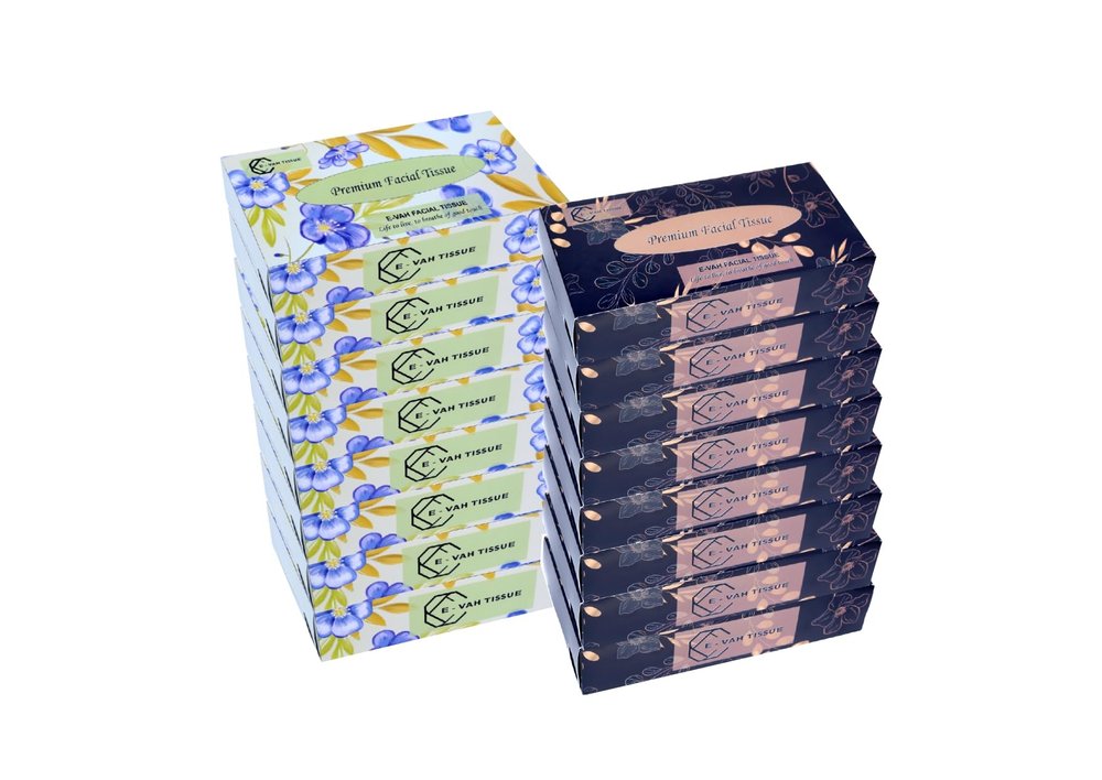 E-Vah UltraSoft Facial Tissues - Hypoallergenic 2-Ply Tissue Paper 100 Sheets Each), Gentle on Skin, Extra Soft, Absorbent, Ideal for Sensitive Skin and Gentle Care, Pack of 16