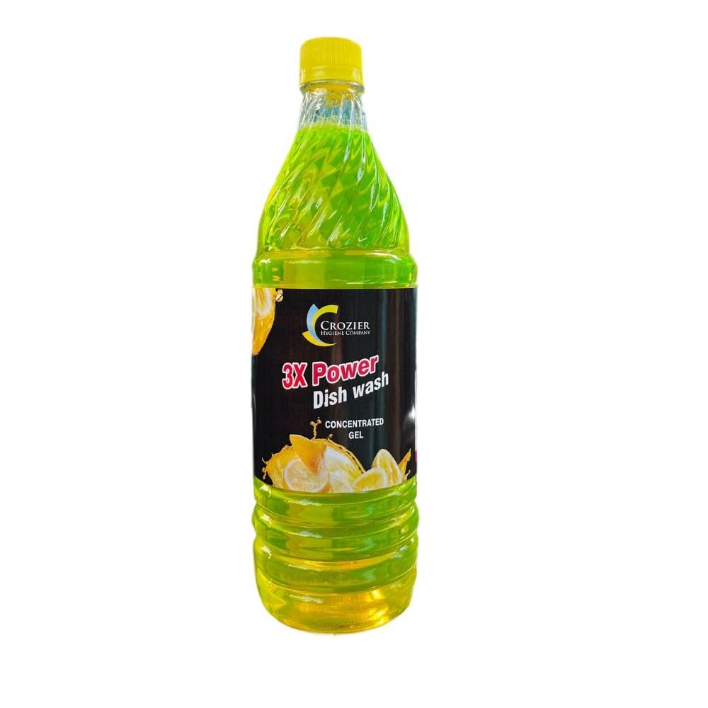Crozier Dishwash Gel 1 ltr .Best Dishwashing Liquid for Sparkling Clean Utensils | Lemon Fresh | Tough on Grease, Gentle on Hands.