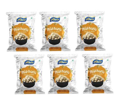 Aleio Roasted Makhana/Popped Lotus Seeds Ready To Eat Super Healthy Snack (Cheese & Herbs) -23 Gram (Pack Of 6)