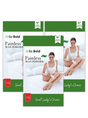 Be Bold Painless Sandalwood Wax Powder | 7 To 10 Min Painless Natural Hair Removal For Full Body And Bikini Waxing | Easy At-Home Use For Women (100 Gm Each, Pack Of 3)