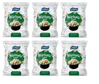 Aleio Roasted Makhana/Popped Lotus Seeds Ready To Eat Super Healthy Snack (Pudina) -23 Gram (Pack Of 6)