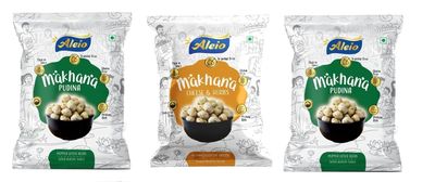 Aleio Roasted Makhana/Popped Lotus Seeds Ready To Eat Super Healthy Snack (2 Pudina, 1 Cheese & Herbs) -65 Gram (Pack Of 3)