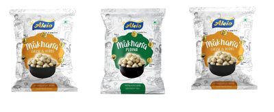Aleio Roasted Makhana/Popped Lotus Seeds Ready To Eat Super Healthy Snack (1 Pudina, 2 Cheese & Herbs) -65 Gram (Pack Of 3)