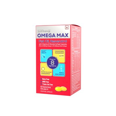 JUBILANT Nutrihance Omega Max Fish Oil Capsule For Men And Women, 30 High Omega 3 Fish Oil Capsules
