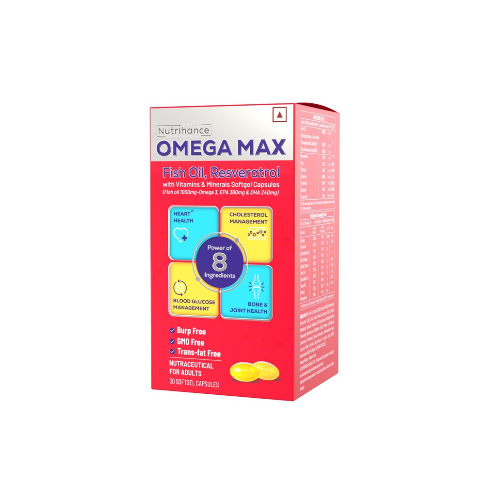 JUBILANT Nutrihance Omega Max Fish Oil Capsule For Men And Women, 30 High Omega 3 Fish Oil Capsules