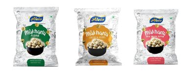 Aleio Roasted Makhana/Popped Lotus Seeds Ready To Eat Super Healthy Snack (1 Cheese & Herbs, 1 Pudina, 1 Pink Salt & Pepper) -65 Gram (Pack Of 3)