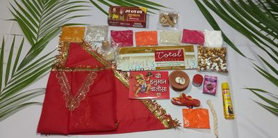 BHAKTI 2 SHAKTI MAKING WORSHIP SPECIAL-Hanuman Jayanti Poojan Kit|Hanuman Ji Chola|Bajrangbali Puja Samagri|Economy Kit|Maruti Shringar