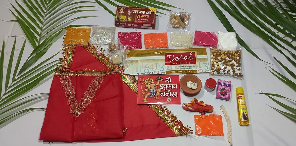 BHAKTI 2 SHAKTI MAKING WORSHIP SPECIAL-Hanuman Jayanti Poojan Kit|Hanuman Ji Chola|Bajrangbali Puja Samagri|Economy Kit|Maruti Shringar