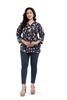 Amaira Women's Plus Size Printed Combo V Neck 3/4th Sleeves Crepe Tunic(E1-Navy-Pink,6XL) view 2