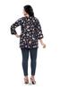 Amaira Women's Plus Size Printed Combo V Neck 3/4th Sleeves Crepe Tunic(E1-Navy-Pink,6XL) view 3