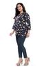 Amaira Women's Plus Size Printed Combo V Neck 3/4th Sleeves Crepe Tunic(E1-Navy-Pink,6XL) view 4