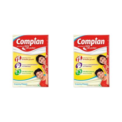 Complan Nutrition Drink Powder for Children, Creamy Classic Flavour, 500 g Carton | Nutrition drink for kids with protein & 34 vital nutrients (Pack of 2)