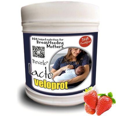Develo Lactation Booster Protein Supplement for Lactating/Breastfeeding Mothers to Increase breast milk Supply in Feeding Mom - 500g Strawberry