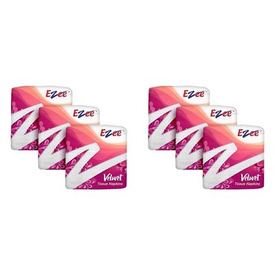 Ezee Live Life Ezee Way Velvet Tissue Paper Napkins 300 Pulls | Soft & Absorbent | Pack of 6 x 100 Pulls Each Pack