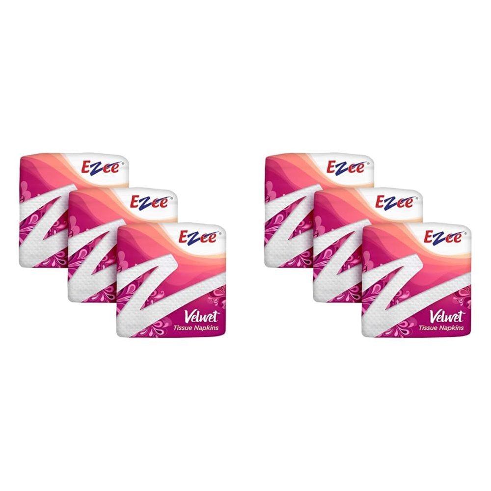 Ezee Live Life Ezee Way Velvet Tissue Paper Napkins 300 Pulls | Soft & Absorbent | Pack of 6 x 100 Pulls Each Pack
