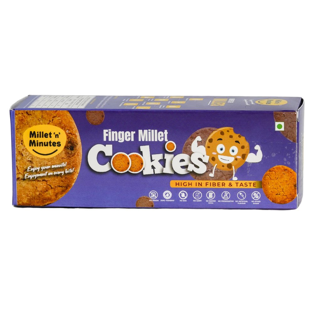 Millet 'n' Minutes Millet Cookies Baking-fresh Delicious Flavor | Gifts Hamper For Friends And Family (Finger Millet Cookies, Pack Of 4)