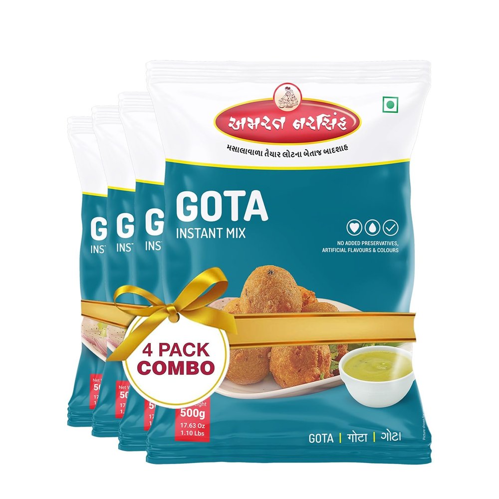 Amrat Narsih's Gota: The Ultimate Crunchy Snack Delight | Makes 45 Pieces in One Serving | 500 Gm (Pack Of 4)