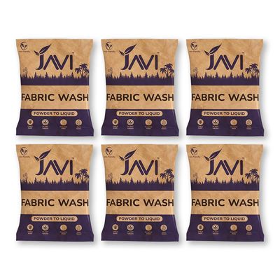 Javi Organic Powder to Fabric Wash | 6 Sachet = 3 Ltr | Lavender Fragrance | Natural, Plant Based, Eco-Friendly, Non-Toxic | Removes Stains & Odour, Protects Colour | Laundry Detergent