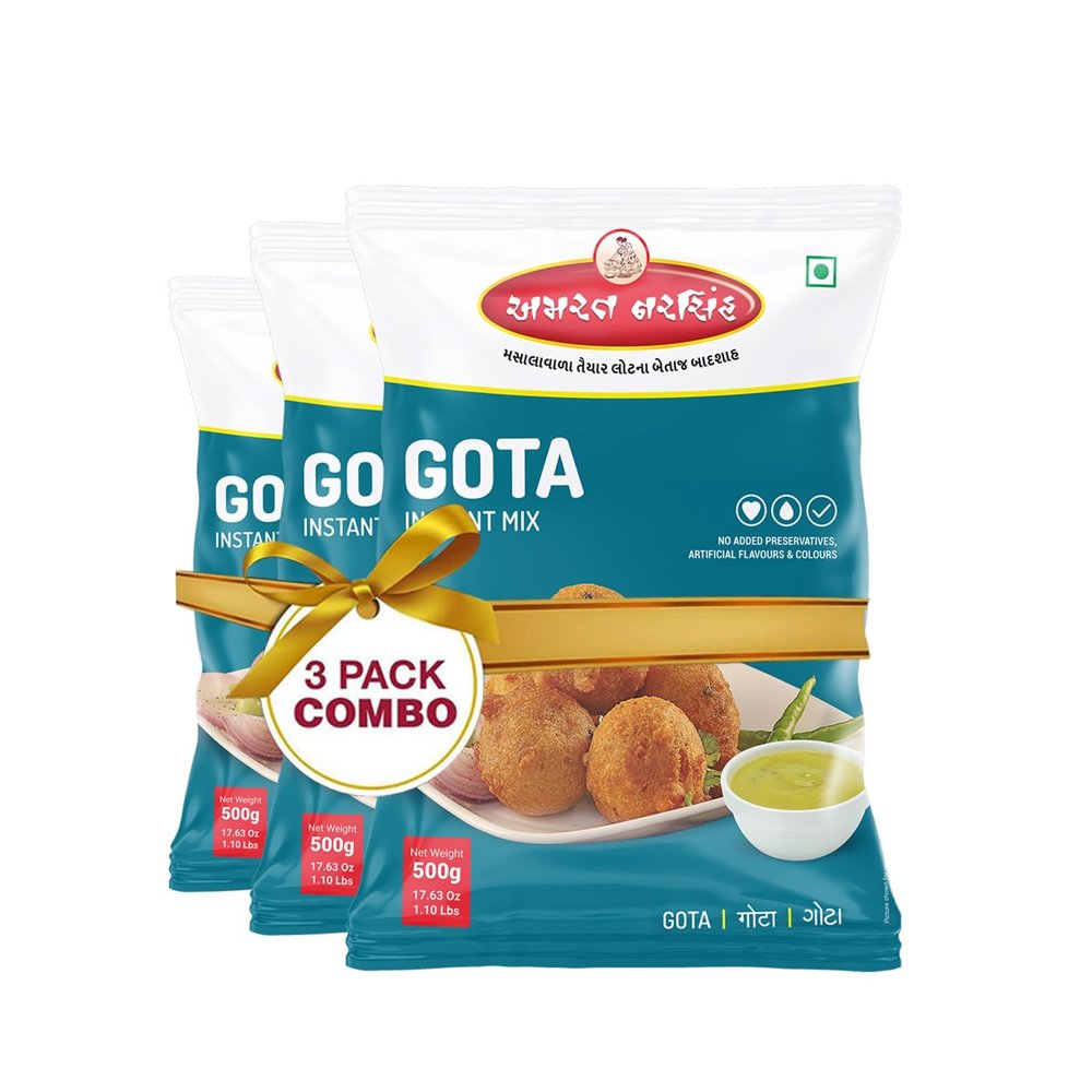Amrat Narsih's Gota: The Ultimate Crunchy Snack Delight | Makes 45 Pieces in One Serving | 500 Gm (Pack Of 3)