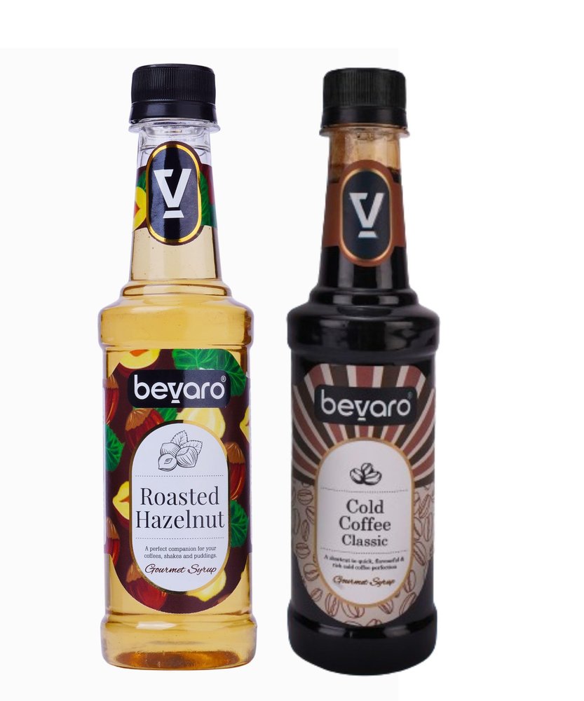 Bevaro Roasted Hazelnut and Cold Coffee Classic Combo | 300ml each | Gourmet Syrups for Coffee & Desserts