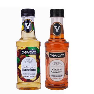 Bevaro Roasted Hazelnut & Classic Caramel Syrup Combo | 300ml Each | Gourmet Flavors for Coffee, Desserts & More | Premium Quality, Rich Taste