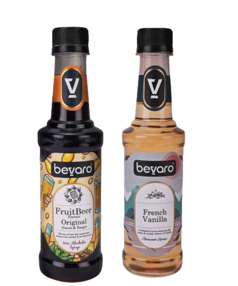 Bevaro Fruit Beer Original (Sweet & Tangy) and French Vanilla Combo | 300ml each | Gourmet Syrups for Cocktail, Mocktails, Coffee & Desserts