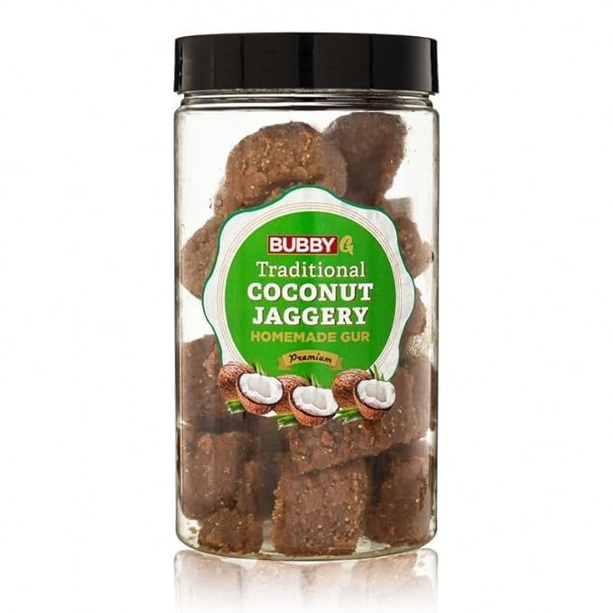BUBBY G Coconut Gur |Organic coconut jaggery Natural sweetener Coconut palm sugar Traditional jaggery Pure, Natural, No Preservatives Added (Pack of 1)