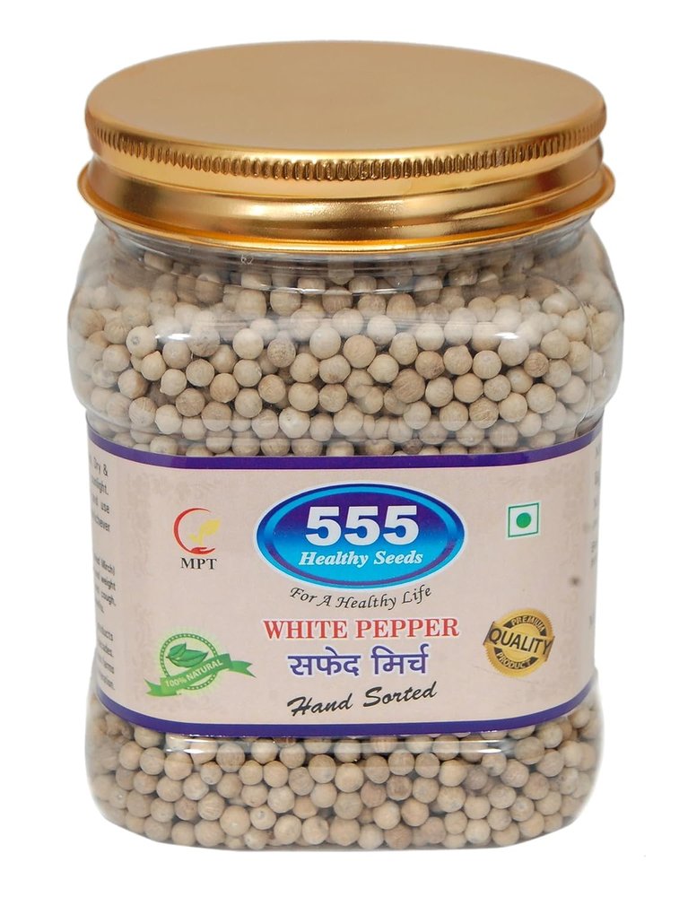555 White Pepper Whole (Safed Mirch Sabut) Natural White Peppercorns Export Quality, 400g