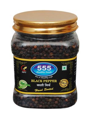 555 Whole Black Pepper (Kali Mirch), 350g | Whole Black Pepper for Grinding, Sabut Kali Mirch Fresh Flavor,