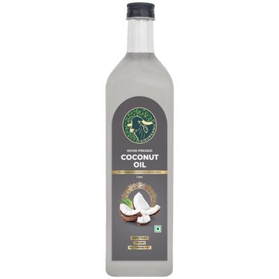GirOrganic Wood Press Coconut Oil - 1 Litre (Glass Bottle) | Kacchi Ghani | Virgin | Unrefined | Cold pressed |100% Natural cooking oil | Gopal Ratna Award Winner 2023 (1 Litre Glass Bottle)