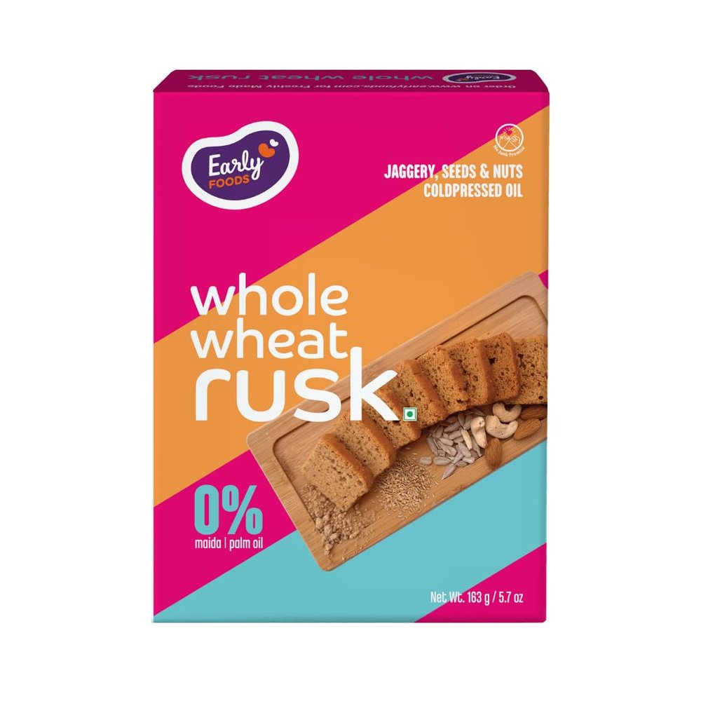Early Foods - Early Foods Whole Wheat Rusk | Wheat Toast | Toast Biscuits | AttaRusk | No Maida Rusk| Kids Snack | 163g