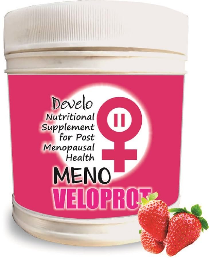 Develo Menopause Supplement for Women, Manage Hot Flashes, Night Sweats, Stress, Hormonal Imbalance - 500g Strawberry