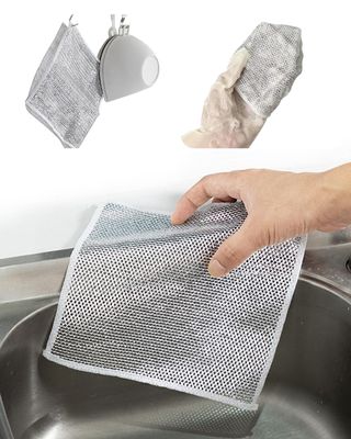 Crowd Clicks Stainless Steel Mesh Dual Layered Scrubbing Pads  Heavy Duty Cleaning Scrubbers for Kitchen, Pots, and Pans (Pack of 1)