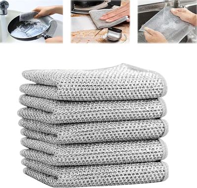 Crowd Clicks Stainless Steel Mesh Dual Layered Scrubbing Pads Heavy Duty Cleaning Scrubbers for Kitchen, Pots, and Pans (Pack of 5)