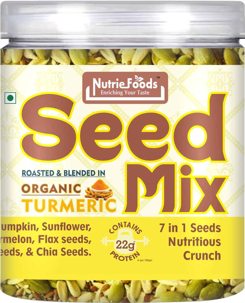 Nutriefoods Crunchy 7 in 1 Seed Mix, Roasted in Organic Turmeric, 100% Roasted, Non Fried, No Oil/Ghee, A Nutritious Munch (300gm)