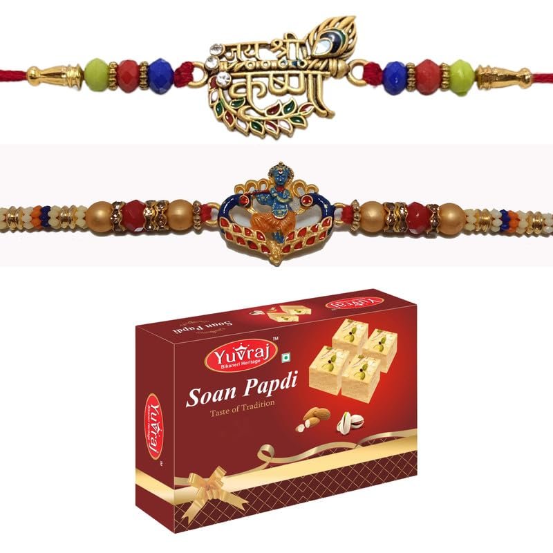 Yuvraj 2 rakhi for 2 brother or sweets soan papdi 200 gm pack