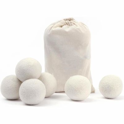 MADHYA Wool Dryer Balls, Natural Fabric Softener, Reusable, Reduces Clothing Wrinkles and Saves Drying Time, Alternative to PVC Balls, Dryer Sheets & Liquid Softener, Lint Free, White, Pack of 8
