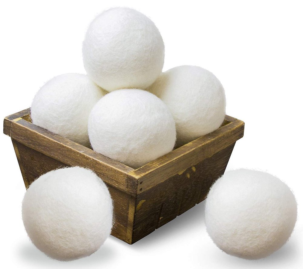ERZA Wool Dryer Balls, Natural Fabric Softener, Reusable, Reduces Clothing Wrinkles and Saves Drying Time, Alternative to PVC Balls, Dryer Sheets & Liquid Softener, Lint Free, White, Pack of 12
