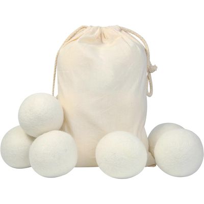 JOYUS Wool Dryer Balls, Natural Fabric Softener, Reusable, Reduces Clothing Wrinkles and Saves Drying Time, Alternative to PVC Balls, Dryer Sheets & Liquid Softener, Lint Free, White, Pack of 4