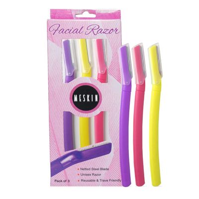 MESKIN Vibrant Facial Hair Removing Razor Professional Hair Remover Best For Eyebrow Upperlips Trimming & Shaving Nick Free Blade for Smooth Shave (Pack of 3)